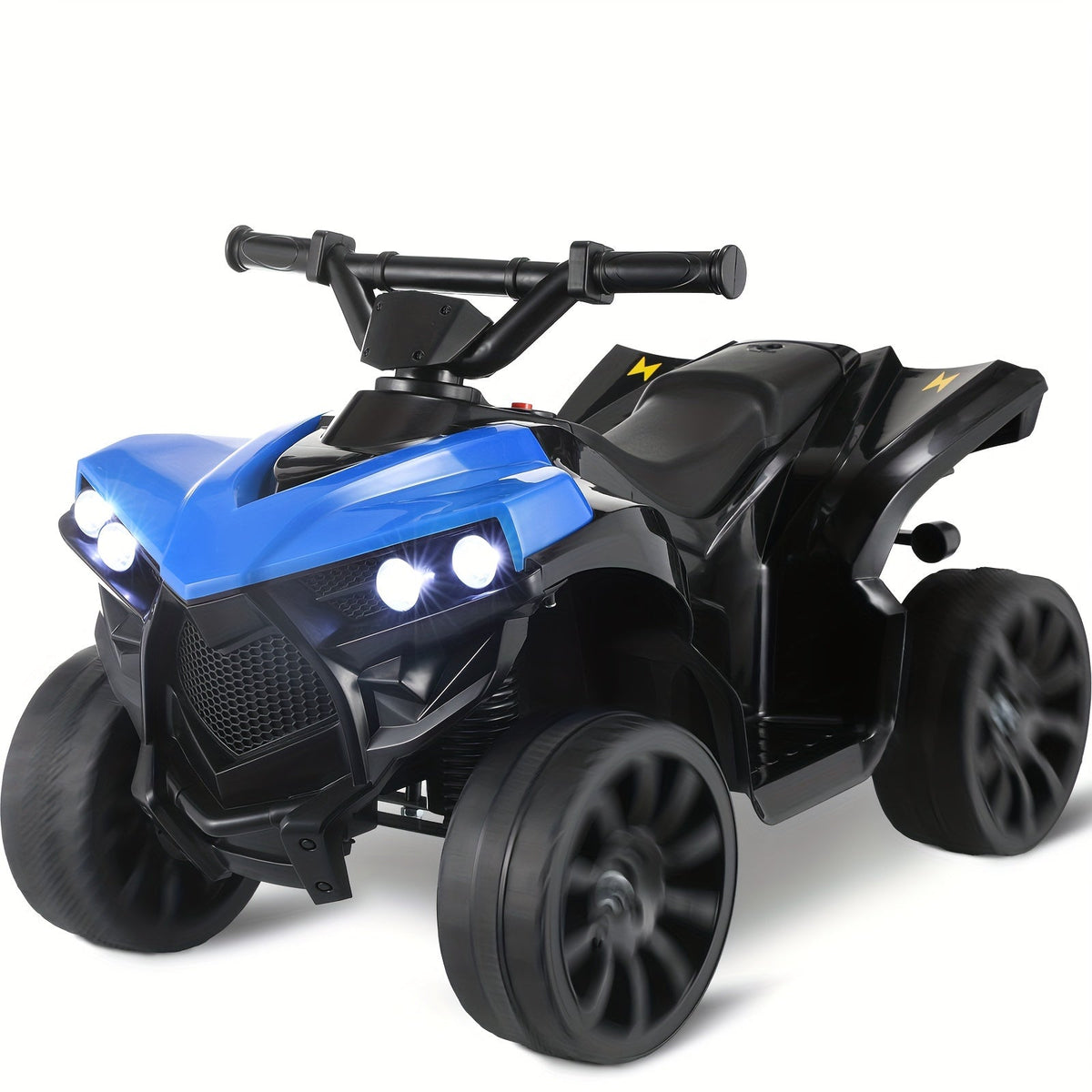 Kids Electric Quad ATV Ride-On Car with Headlights, Pedal Accelerator, All-Terrain Anti-Slip Tires, 55 lbs Capacity, 1.86 MPH Ride-On Toy for Boys and Girls Ages 3-6, Birthday/Christmas Gift, Blue/Black/Pink/Red