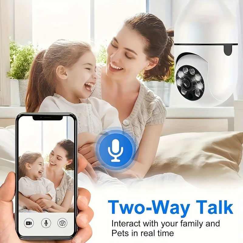 4-Pack 1080P HD WiFi Bulb Security Cameras – 360° AI Motion Tracking, Smart PTZ, PIR Night Vision, Dual Band 2.4G/5G WiFi, App Control, Wall Mount – Indoor Home Surveillance Camera System