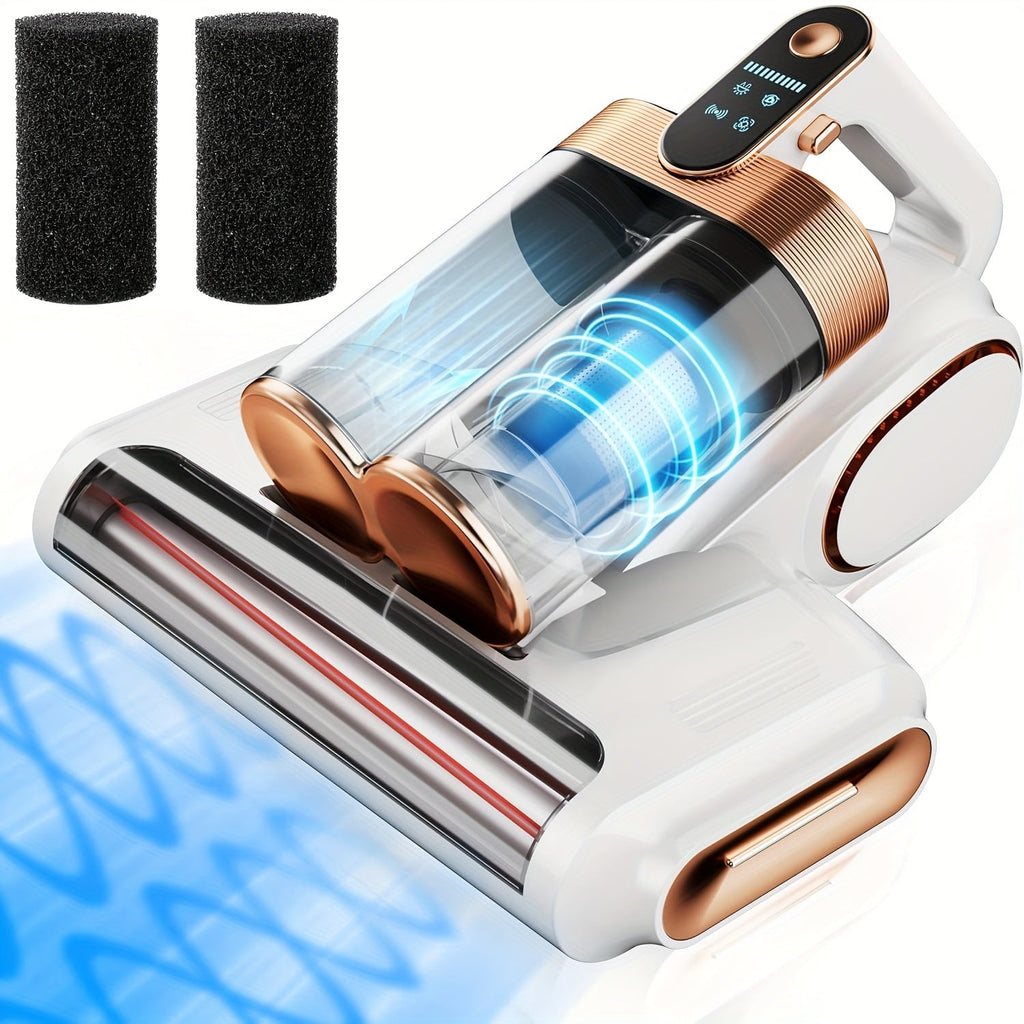 Mattress Vacuum Cleaner - 16kPa Deep Cleaning Bed Vacuum with UVC Ultraviolet, Hot Air & High-Temperature Heating, Dual Dust Cup, Handheld - For Mattresses, Pillows & Bedding - White, Purple & Blue