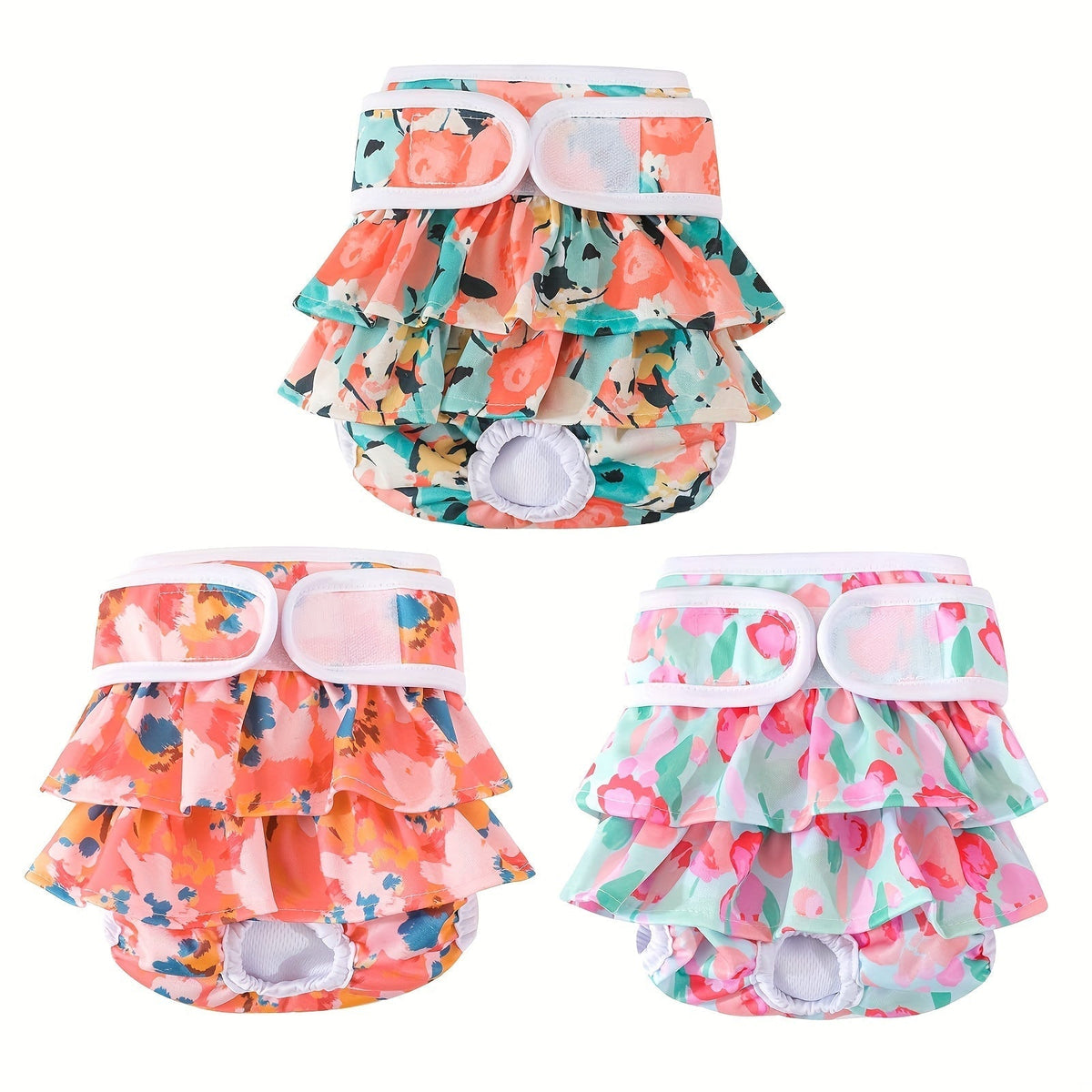 Washable Female Dog Diapers 3-Pack, Reusable and Highly Absorbent – Dog Period Panties for Female Dogs in Heat, Incontinence, and Puppy Training, XS to L