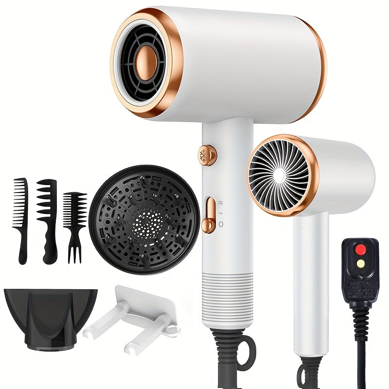Professional Ionic Hair Dryer with Diffuser & Concentrator - 1600W, 2 Speeds & 3 Heat/Cool Settings - ALCI Safety Plug - Portable Home, Travel & Salon - White, Pink, Green, Red, Purple & Dark Gray