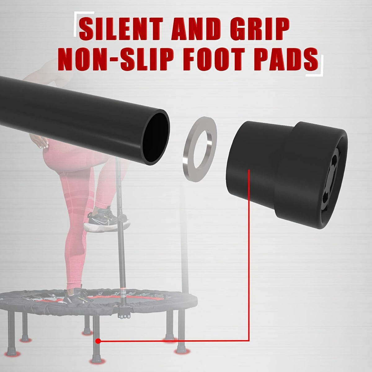 40-Inch Foldable Mini Trampoline with Handle – 450/550 LBS Fitness Rebounder with Bungees & U-Shape Foam Handle for Adults Indoor Outdoor Workout