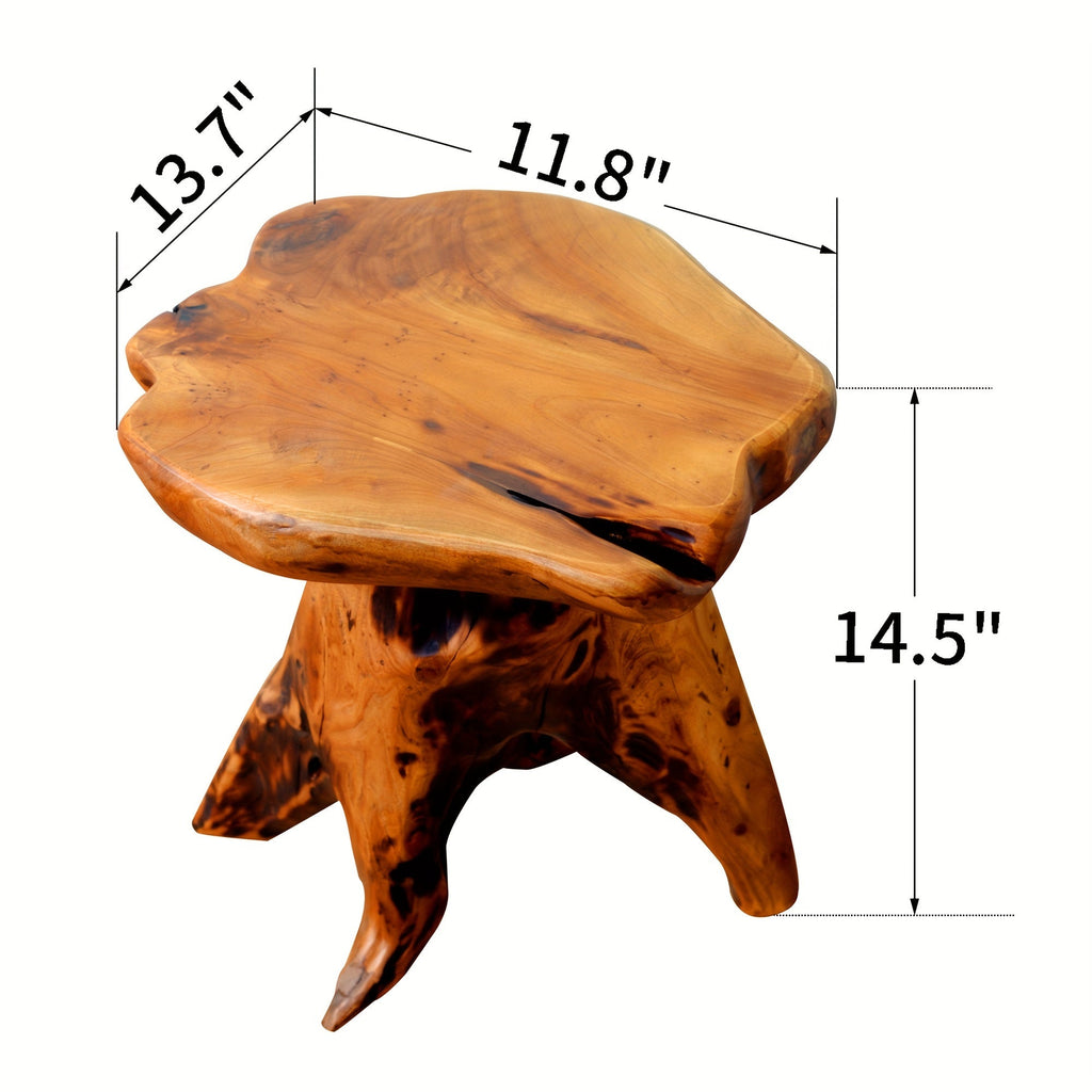 Natural Edge Solid Fir Wood Tree Stump Stool Side Table 280LBS Irregular Organic Design Waterproof for Living Room Bedroom Plant Stand Footstool Indoor Outdoor