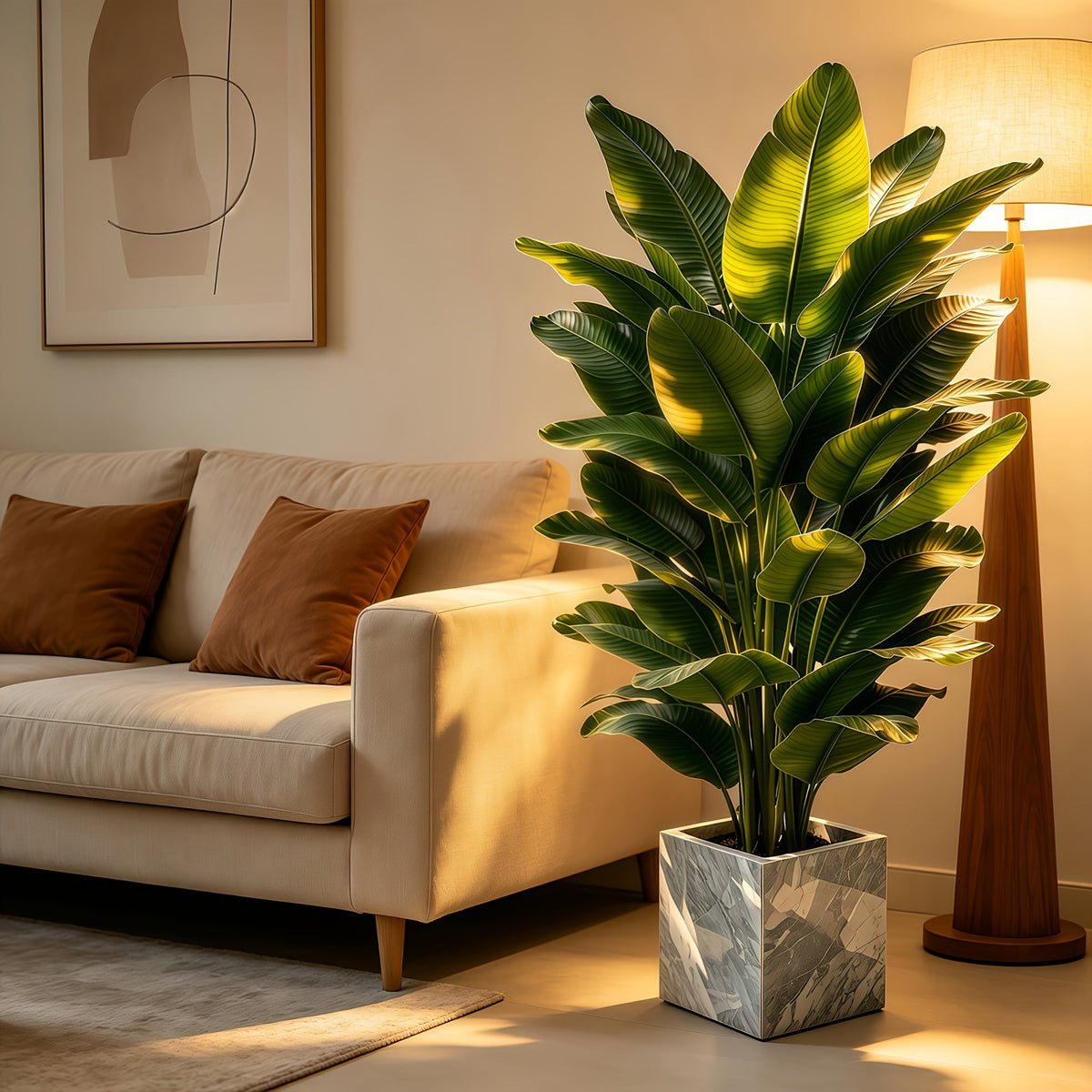 Extra-Large 55.11" Artificial Banana Tree - Thick-Rooted Faux Tropical Plant with Ground Stake, Reusable Indoor Decor for Living Room, Office, Bathroom & Shelf - Wedding, Christmas & Halloween Decor