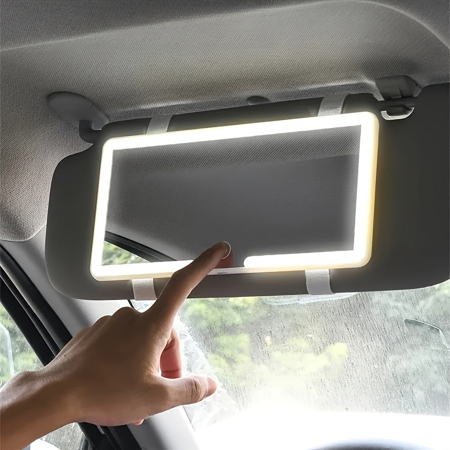 Rechargeable Ultra-Thin LED Car Visor Vanity Mirror, 3 Light Modes Lighted Makeup Mirror for Car, Truck, SUV, Low-Voltage Sun Visor Mirror, Gift for Women, White