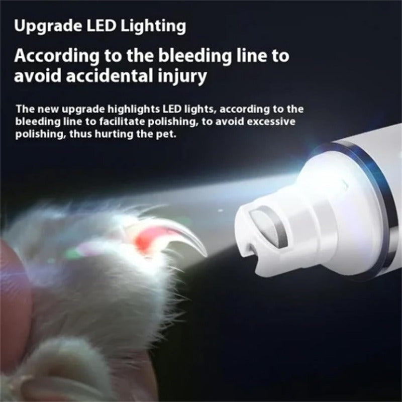 Rechargeable Pet Nail Grinder, Low Noise and Low Vibration for Dogs and Cats – USB Charging, LED Display, Safe Grooming Tool
