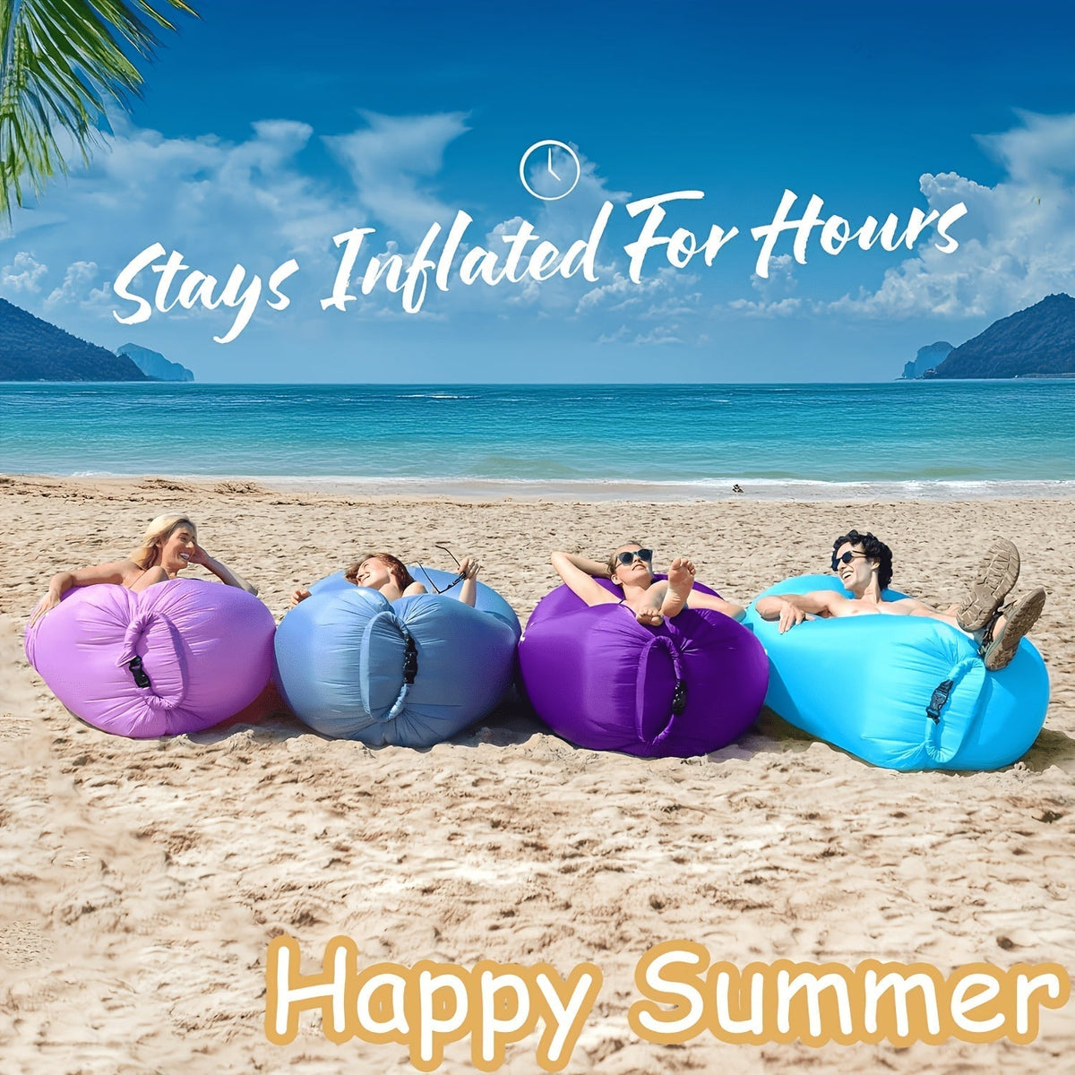 Foldable Inflatable Sofa Lounge Chair, Portable Lazy Air Sofa for Camping, Beach, Music Festivals, Outdoor Gatherings, Quick Inflation, for Adults, Purple, Blue, Green, Black, Red, Yellow, Orange