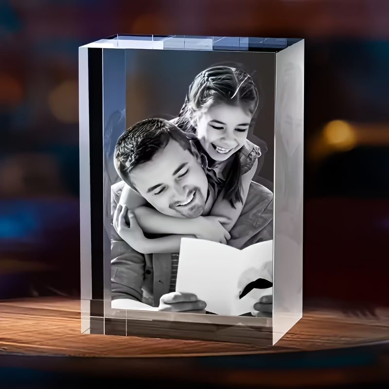 Custom 3D Laser Engraved Crystal Cube - Personalized Inner-Carved Pet Photo Portrait for Dogs & Cats, Glass Crystal Keepsake for Bedroom & Living Room Decor, Birthday, Christmas & Holiday Gift