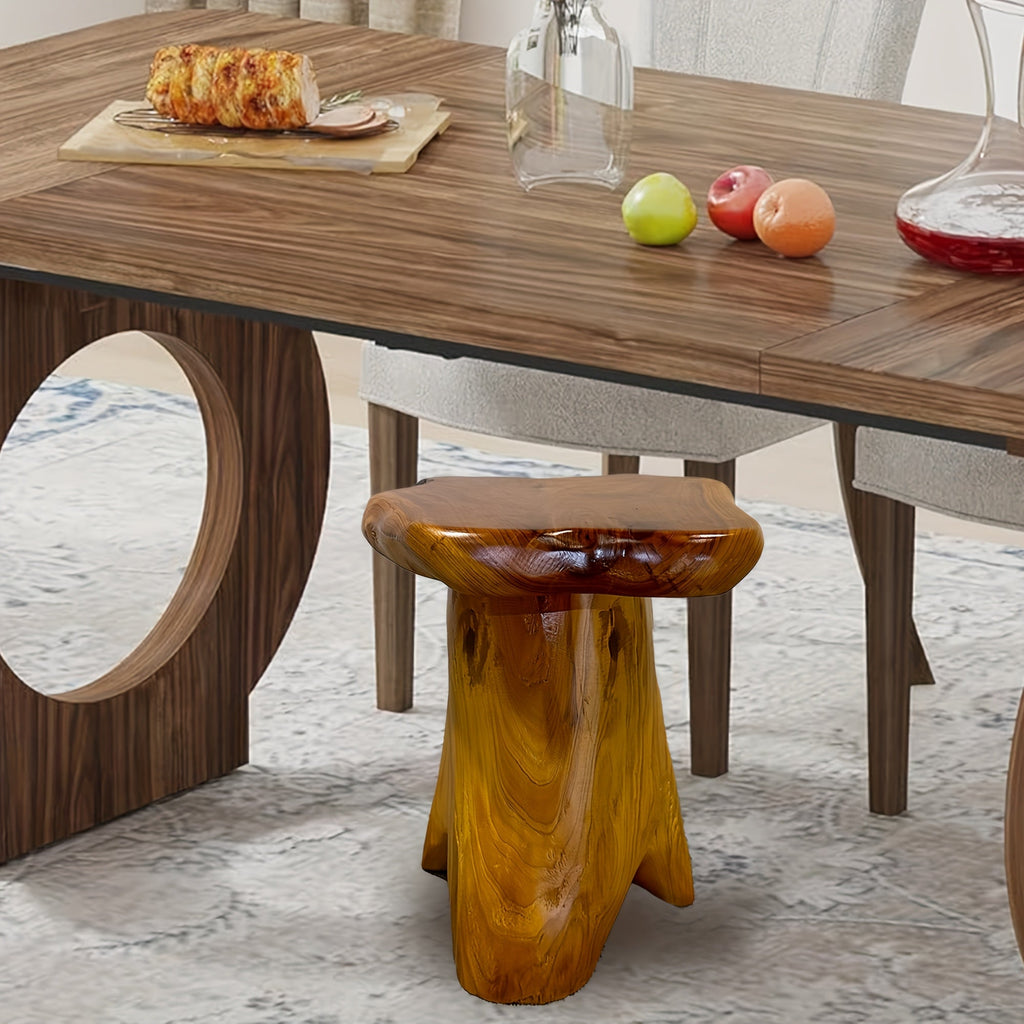 Natural Edge Solid Fir Wood Tree Stump Stool Side Table 280LBS Irregular Organic Design Waterproof for Living Room Bedroom Plant Stand Footstool Indoor Outdoor