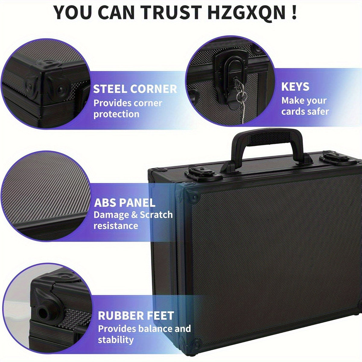 Trading Card Storage Box with Lock, Holds 600+ 3x4 35PT Rigid Top Loaders, Sports Card Organizer Case for Pokémon, MTG, Yu-Gi-Oh!, Baseball, Football, Standard and Mini Size Options