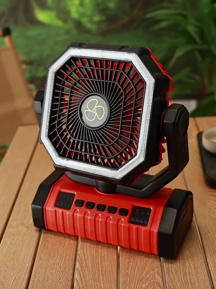 20000mAh Camping Fan with LED Lantern, Rechargeable Oscillating Fan with 4 Speeds and Timer – Portable Tent Fan for Outdoor Camping, RV, Jobsite, and Power Outages