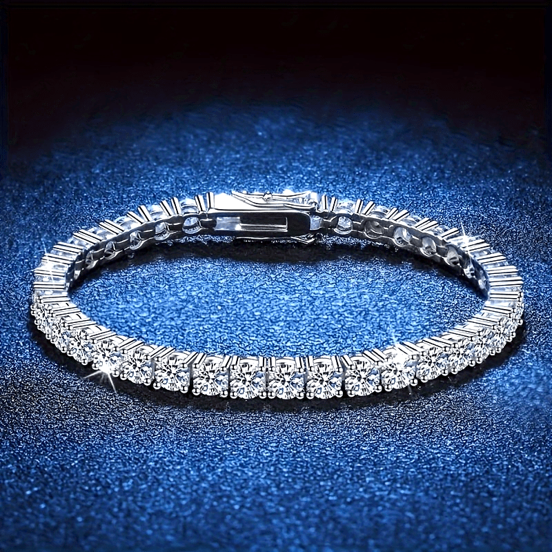 S925 Sterling Silver Moissanite Tennis Bracelet for Women and Men – Luxury CZ Bling Hip Hop Bracelet, Sizes 6–9 Inches, Perfect for Weddings, Anniversaries, and Birthdays