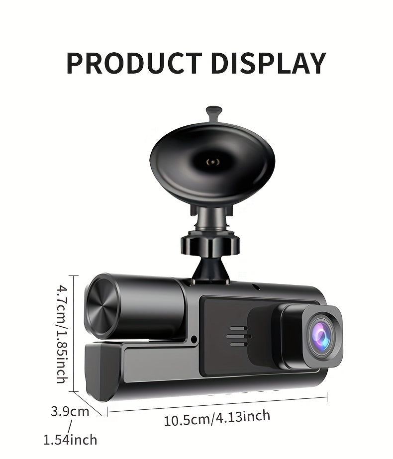 3-Channel Dash Cam, 4K Front + 4K Interior + 1080P Rear, includes Free 32GB Card, Night Vision, G-Sensor, Wide Angle, Real-Time Recording & Parking Monitor – Velora