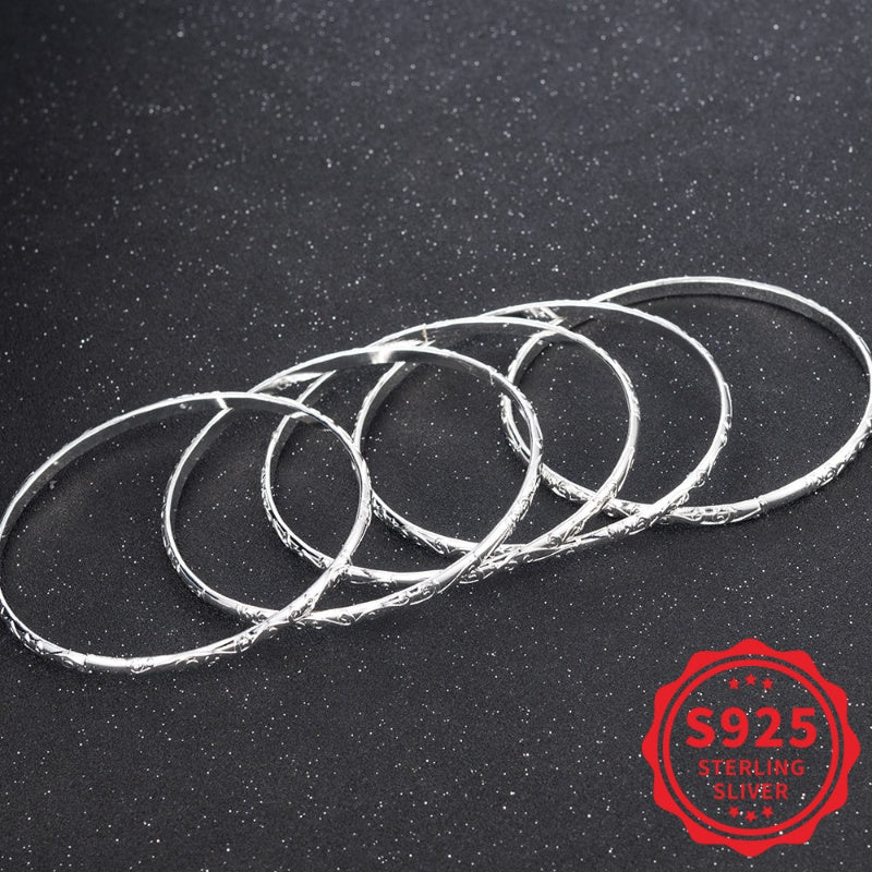 5-Piece 925 Sterling Silver Geometric Bracelet Set for Women – Hypoallergenic Minimalist Stackable Jewelry, Perfect Mother's Day & Daily Wear Gift for Her