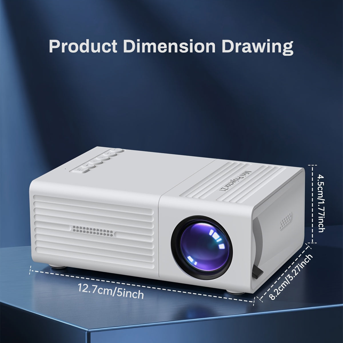Portable Projector, 1080P Supported, 1280x720 Native Resolution, with Remote Control, USB Compatible with Smartphones, Tablets, Laptops, TV Sticks, Big Screen Home Theater