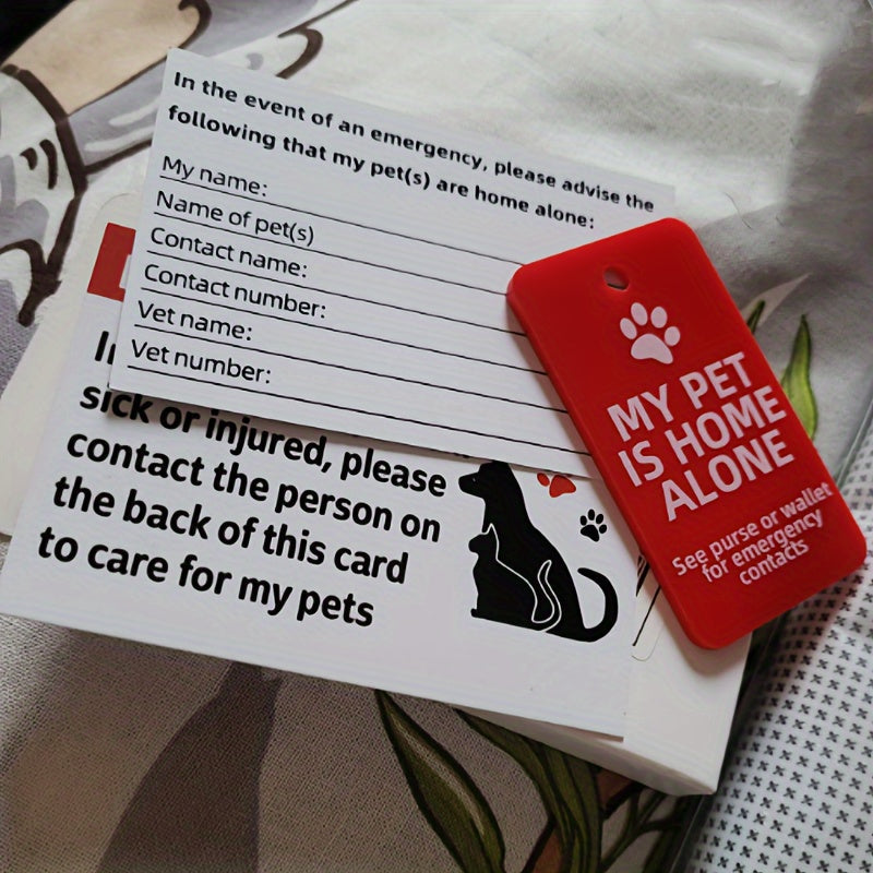 Pet Emergency Alert Card & Acrylic Keychain Set – Includes Vet and Contact Info – Safety ID for Solo Pet Owners, Seniors, and Outdoor Enthusiasts