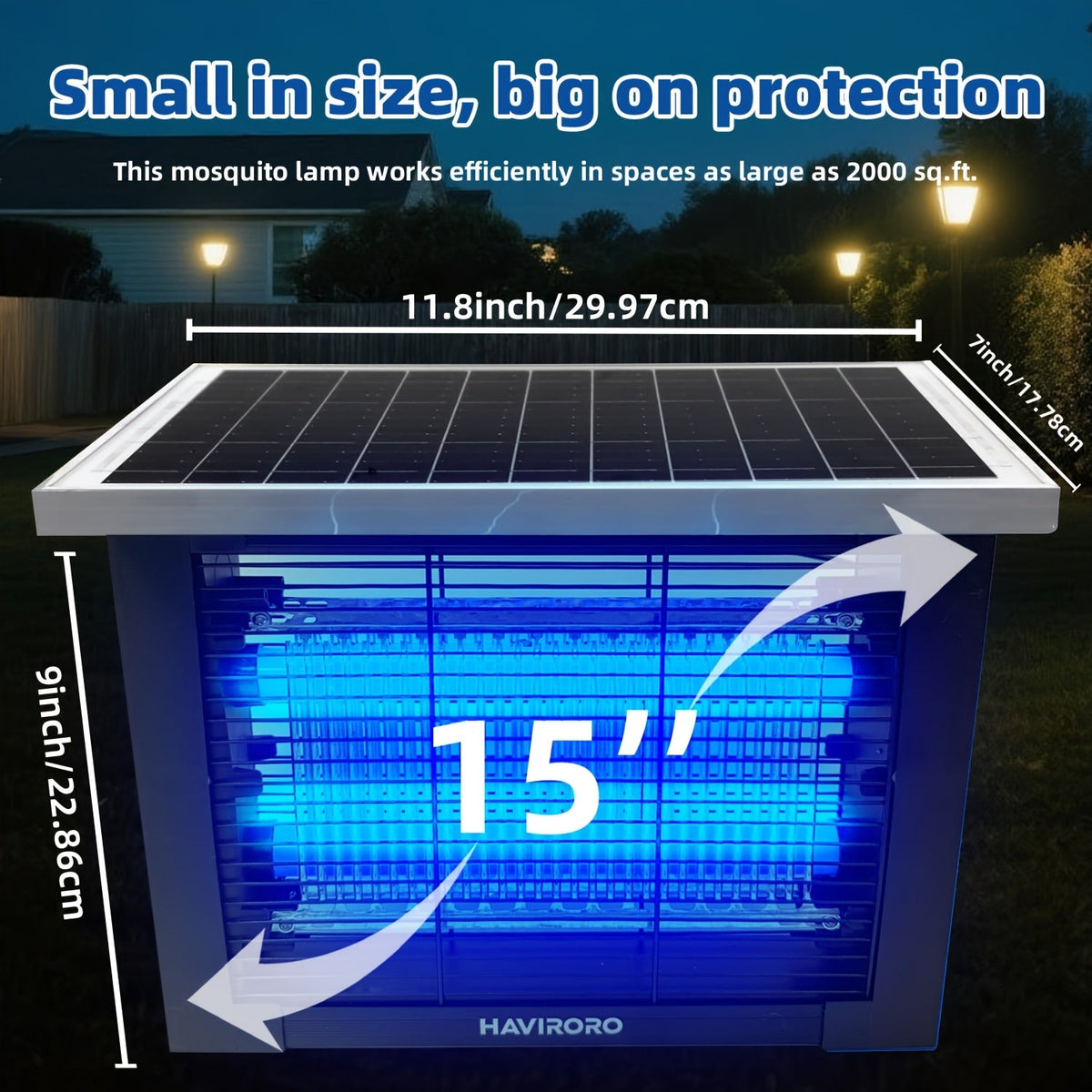 Powerful Solar Bug Zapper - 2,000 Sq Ft Coverage - Portable Rechargeable Cordless Mosquito & Fly Zapper - Patio, Garden, Backyard, RV & Camping Pest Control