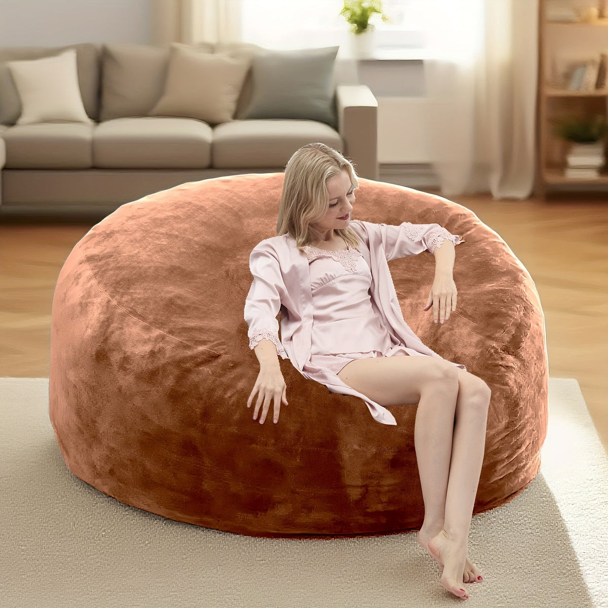 Giant Memory Foam Bean Bag Chair for Adults – Dutch Velvet Cover in 8 Colors & 3 Sizes (3ft 4ft 5ft) for Living Room Bedroom Lounge