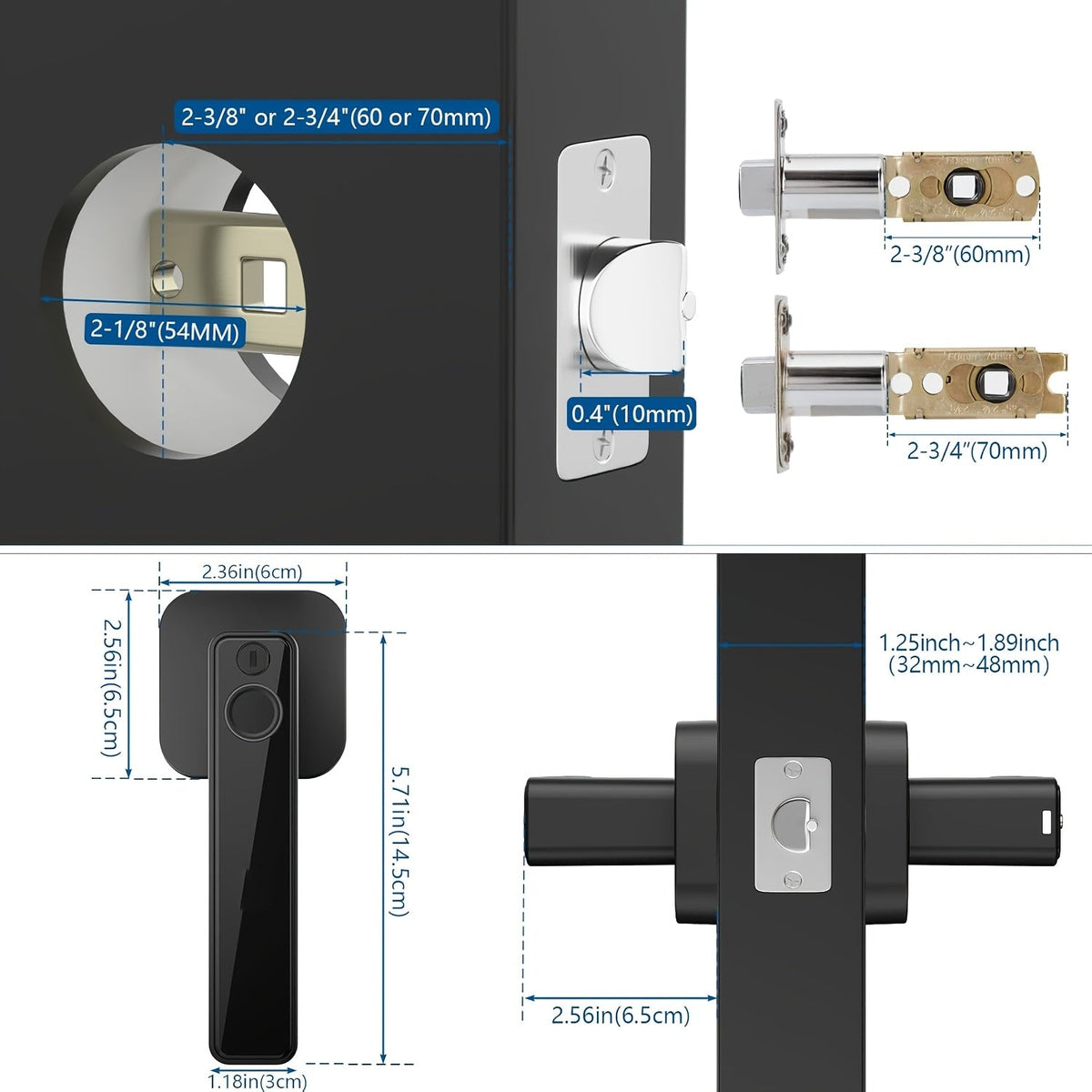 Smart Fingerprint Door Lock Keyless Entry Door Lever with APP IC Card Code Key & Biometric Unlock Aluminum Alloy for Bedroom Home Hotel Office & Apartment