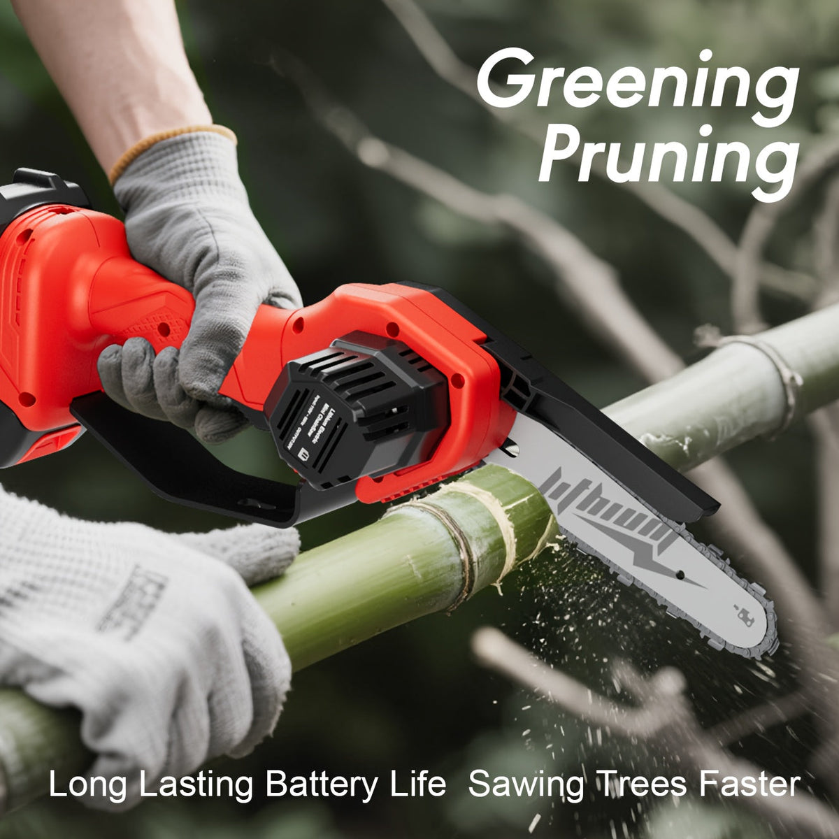 6-Inch Cordless Mini Chainsaw, Battery-Powered Electric Chainsaw with Safety Guard, Adjustable Chain, and Ergonomic Grip for Tree Trimming, Branch Cutting, and Yard Work - Gift for DIY Home Garden and Outdoor Use