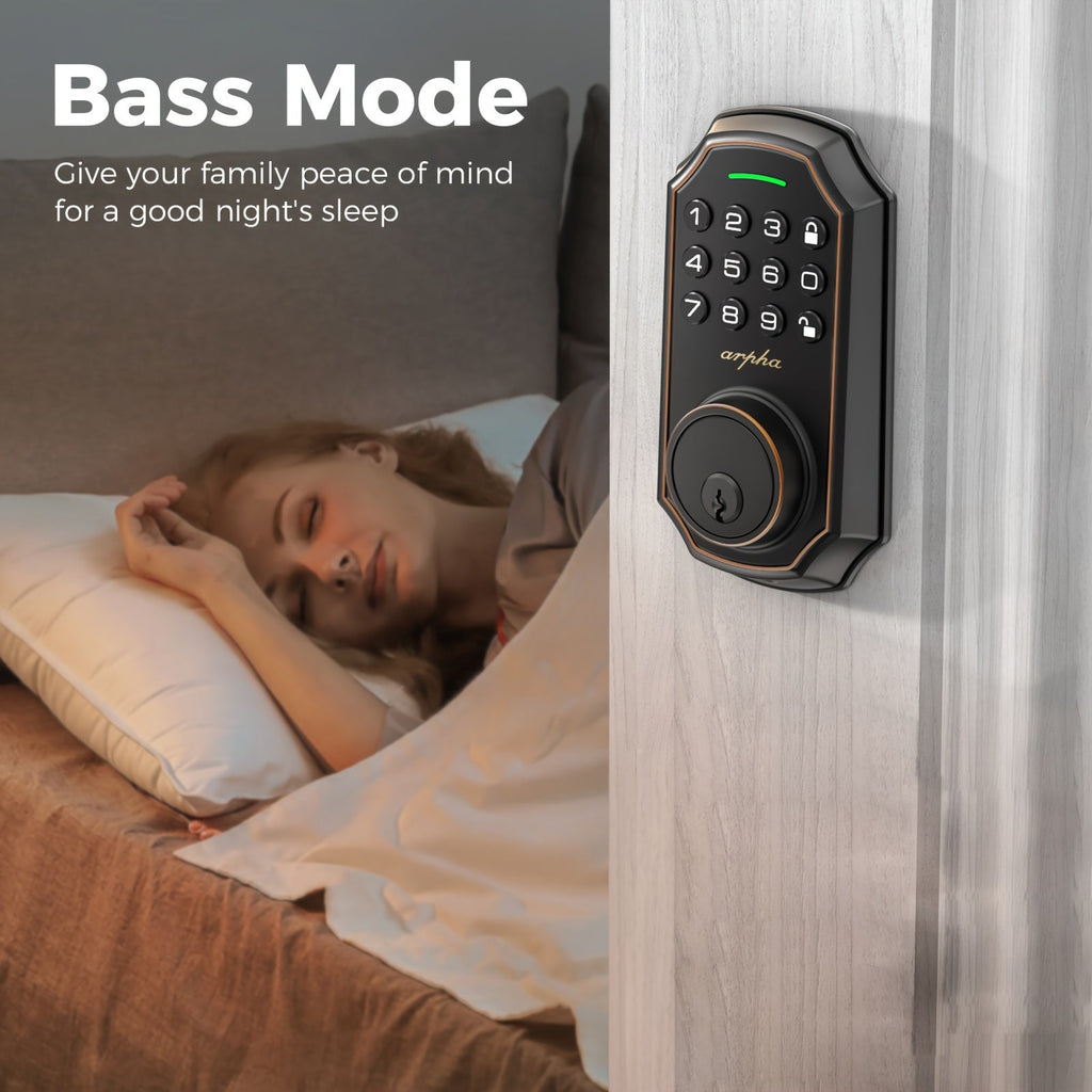 Keyless Entry Keypad Deadbolt - 100 Access Codes, Anti-Peeping 16-Digit Password, Auto Lock, One-Touch Lock, Low Battery Alarm, Zinc Alloy - Front Door & Apartment - Black & Silver