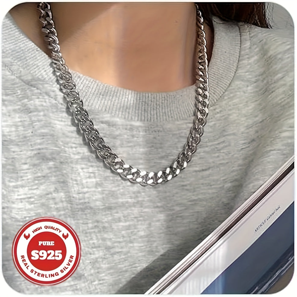 S925 Sterling Silver Cuban Chain Necklace for Men – 6mm & 10mm Wide, 18 to 24 Inches, Handcrafted Heavyweight Bold Link Chain, Durable Jewelry for Everyday Wear and Special Occasions