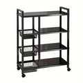 4-Tier Rolling Storage Rack with Wire Baskets & Wheels – Adjustable Metal Shelf for Kitchen, Pantry, Garage, Bathroom, and Closet, Movable Standing Organizer, Housewarming Gift