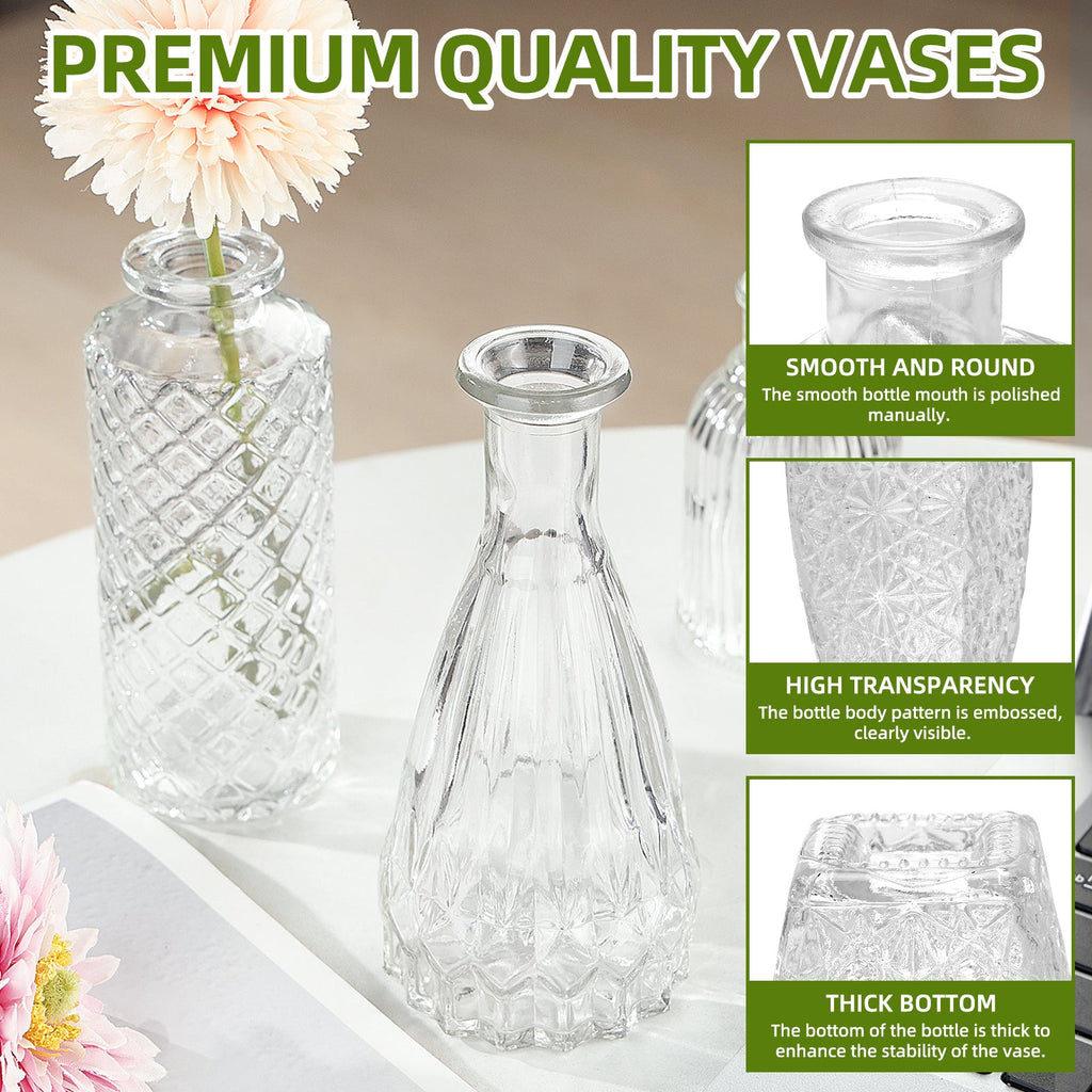 54 Pcs Glass Bud Vases Bulk Small Flower Vases for Centerpieces Rustic Wedding Home Table Decor & Aromatherapy Bottles Halloween & Christmas – Transparent