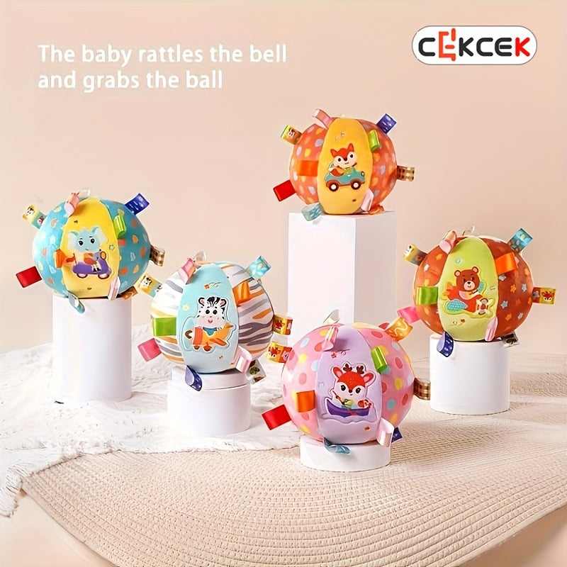 Baby Grasp Ball Rattle Toy for Newborns, Soft Animal Sensory Shaker for Infant Hand Grasp Training & Early Learning, Cute Animal Designs for Boys & Girls 0-12 Months, Baby Shower Gift