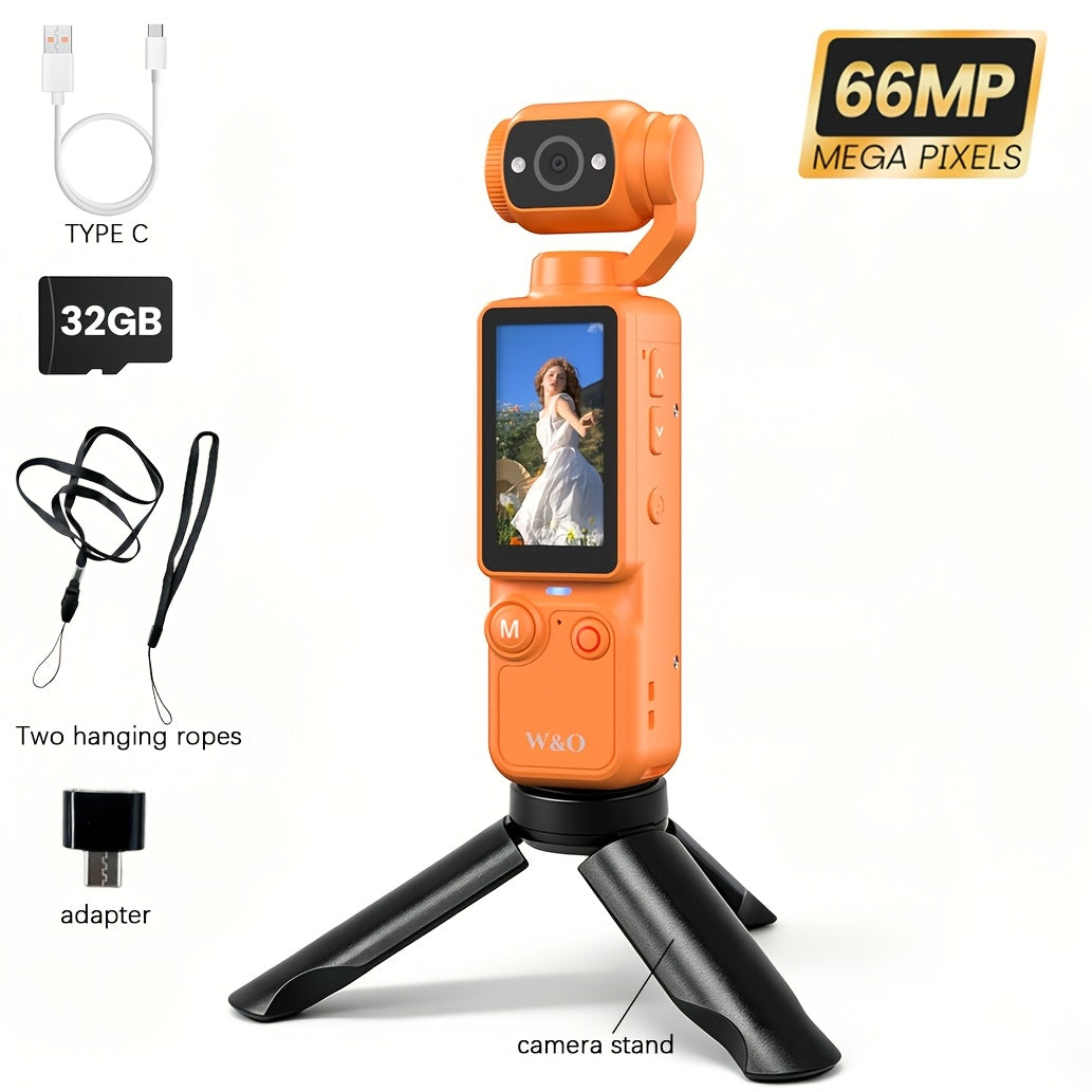 2.5K UHD Vlogging Camera with 180° Rotating Lens - 1.9" CMOS, USB Rechargeable Action Camcorder for Vlogging, Live Streaming & Outdoor Adventures - Black