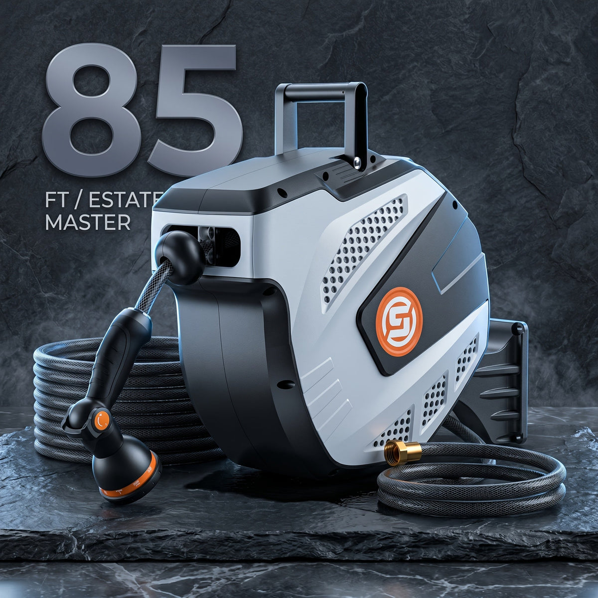 Retractable Wall-Mounted Garden Hose Reel – 33 / 50 / 85 / 115 FT, Auto Rewind, Any-Length Lock, 180° Swivel, 10-Function Nozzle, 3/4" Brass Fittings, UV-Resistant – Nova Mart