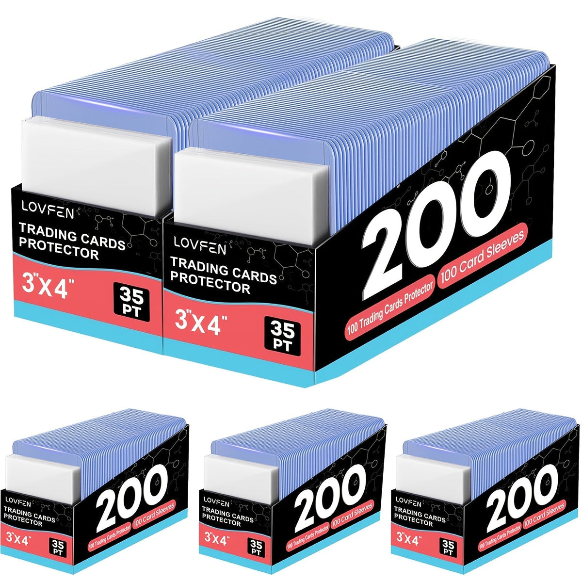 3x4 Top Load Card Holders & Sleeves for Baseball & Trading Cards – Hard Plastic Regular Top Loaders, 100 to 2000 Count Sets for Sports, Football, and Pokemon Cards, Card Collector Supplies