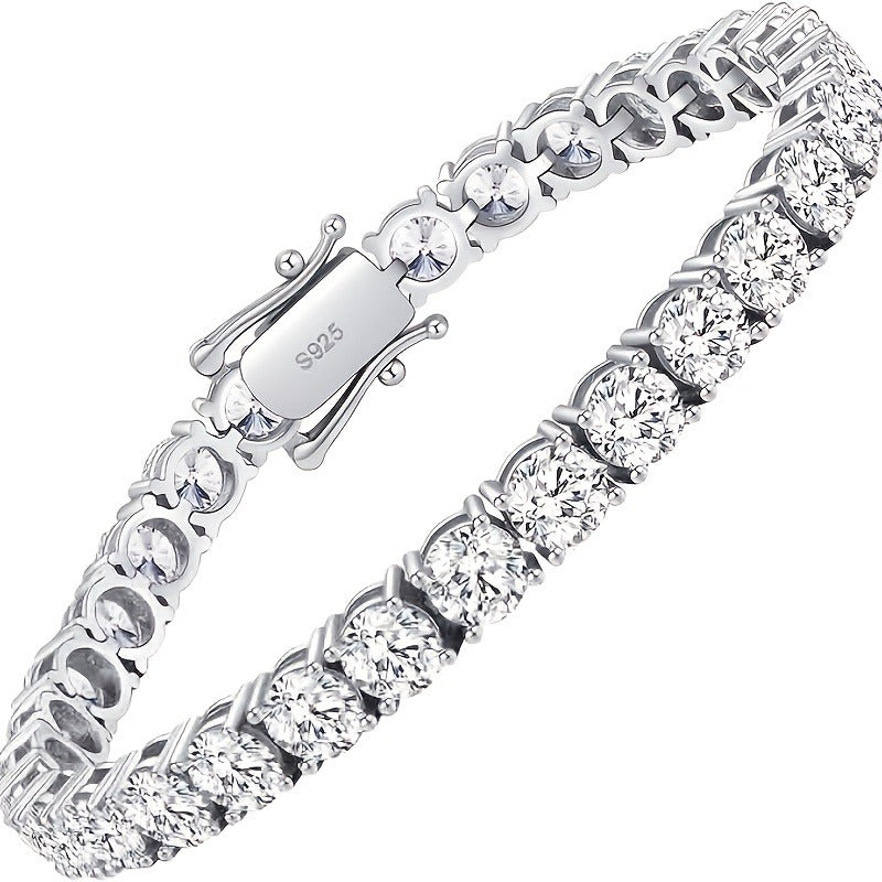 925 Sterling Silver Tennis Bracelet with Lab-Grown Cubic Zirconia – Round Cut, Unisex for Women & Men, 5 Sizes 6.5 to 8.5 Inches – Elegant Jewelry Gift