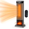 Portable Space Heater for Indoor Use Round or Square with Adjustable Thermostat Remote Control Tip-Over Protection Oscillation & Ambient Light Colors – Silver Black Gold