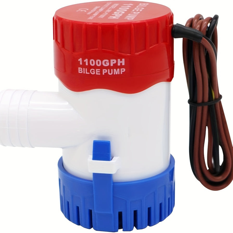 1100GPH 12V Submersible Electric Bilge Pump with Low-Noise Automatic Float Switch for Boats, Yachts, RVs, Pools, and Marine Water Removal