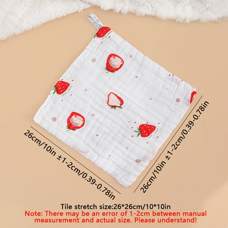 5-Pack Baby Muslin Washcloths, Soft Absorbent Face Cloths for Newborns, 10x10 Inch Natural Purified Baby Wipes Burp Cloths & Bath Towels, Random Pattern