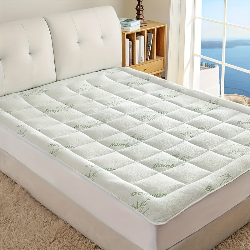 Cool Bamboo Mattress Topper - 450GSM & 1200GSM, 8–21" Deep Pockets - Twin, Full, Queen, King, Cal King & Twin XL - Home, Hotel & Dormitory Bedding - Bamboo Blue