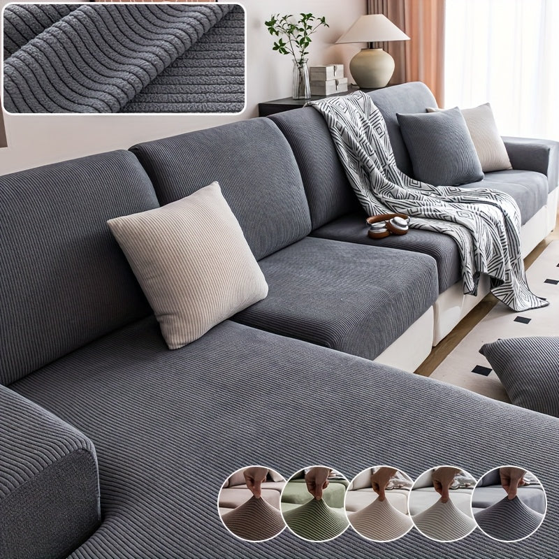 Elastic Sofa Cover - All-Season, Non-Slip Modern Sofa Protector for Sofa Back, Arm, Single, 2, 3 & 4-Seater & L-Shaped - Off White, Deep Gray, Light Grey, Coffee & Green