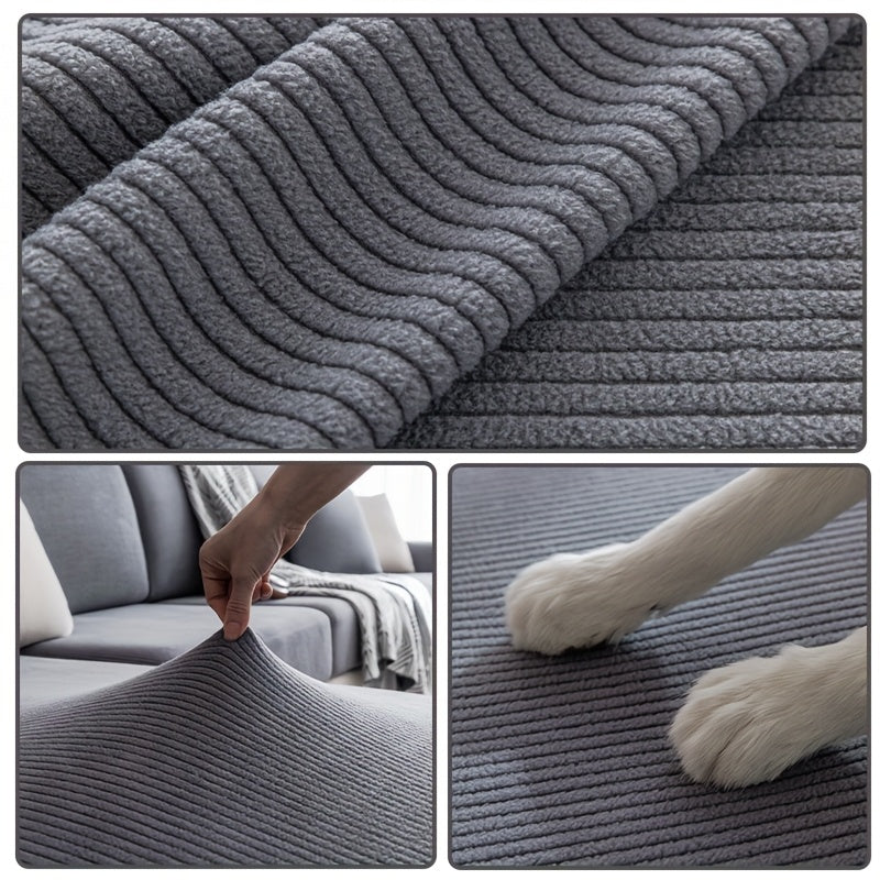 Elastic Sofa Cover - All-Season, Non-Slip Modern Sofa Protector for Sofa Back, Arm, Single, 2, 3 & 4-Seater & L-Shaped - Off White, Deep Gray, Light Grey, Coffee & Green