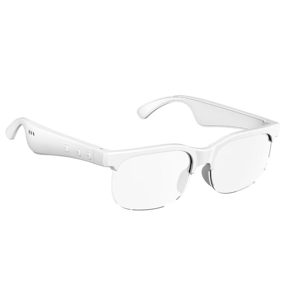 Bluetooth Audio Glasses 2-in-1 Wireless Smart Glasses with Built-in Stereo Speakers, USB-C Charging, Lightweight Open-Ear Sunglasses for Music, Gaming, and Video Calls, Compatible with iPhone and Android (Black/White)