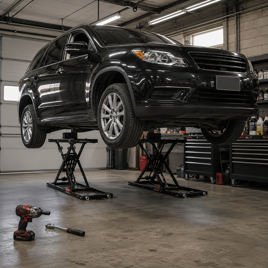 Portable Car Lift 5000–8000 LBS Capacity Hydraulic Low-Profile Jack Stand 26–28" Max Lift Height for Home Garage Auto Repair Shop & Workshop – Black or Orange