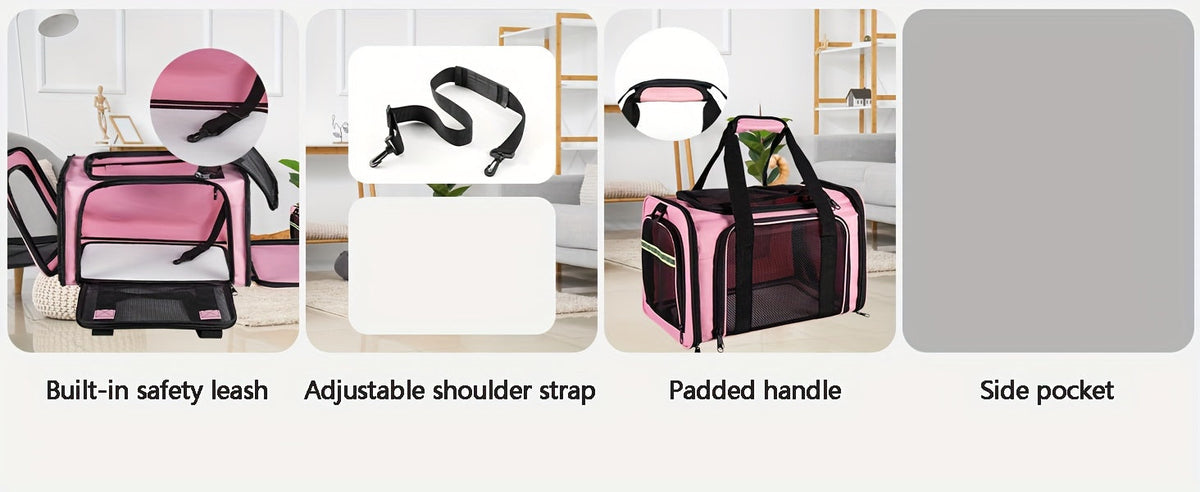 Airline Approved Soft-Sided Pet Carrier – TSA-Compliant Collapsible Travel Bag for Small Dogs, Cats & Kittens Under 15 lbs, Fits Under Airplane Seat