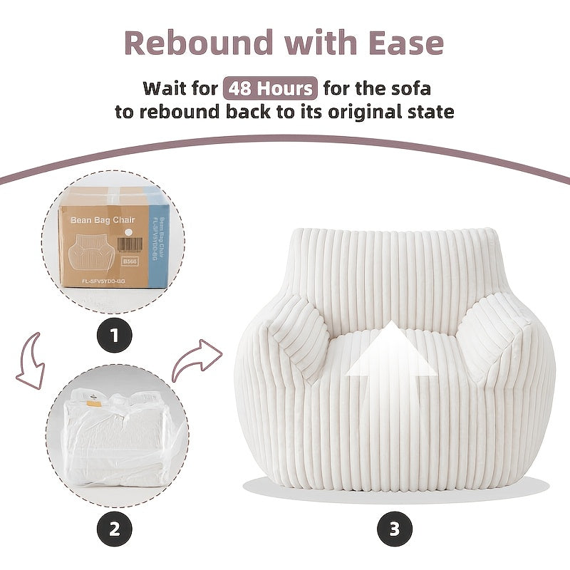 Plush Bean Bag Chair with Armrests, Fluffy Cloud Couch Ultra Soft Cozy Single Sofa, Comfy Beanbag Chair for Napping Reading Relaxing, Bedroom Living Room Dorm Lounge Chair, Multiple Colors