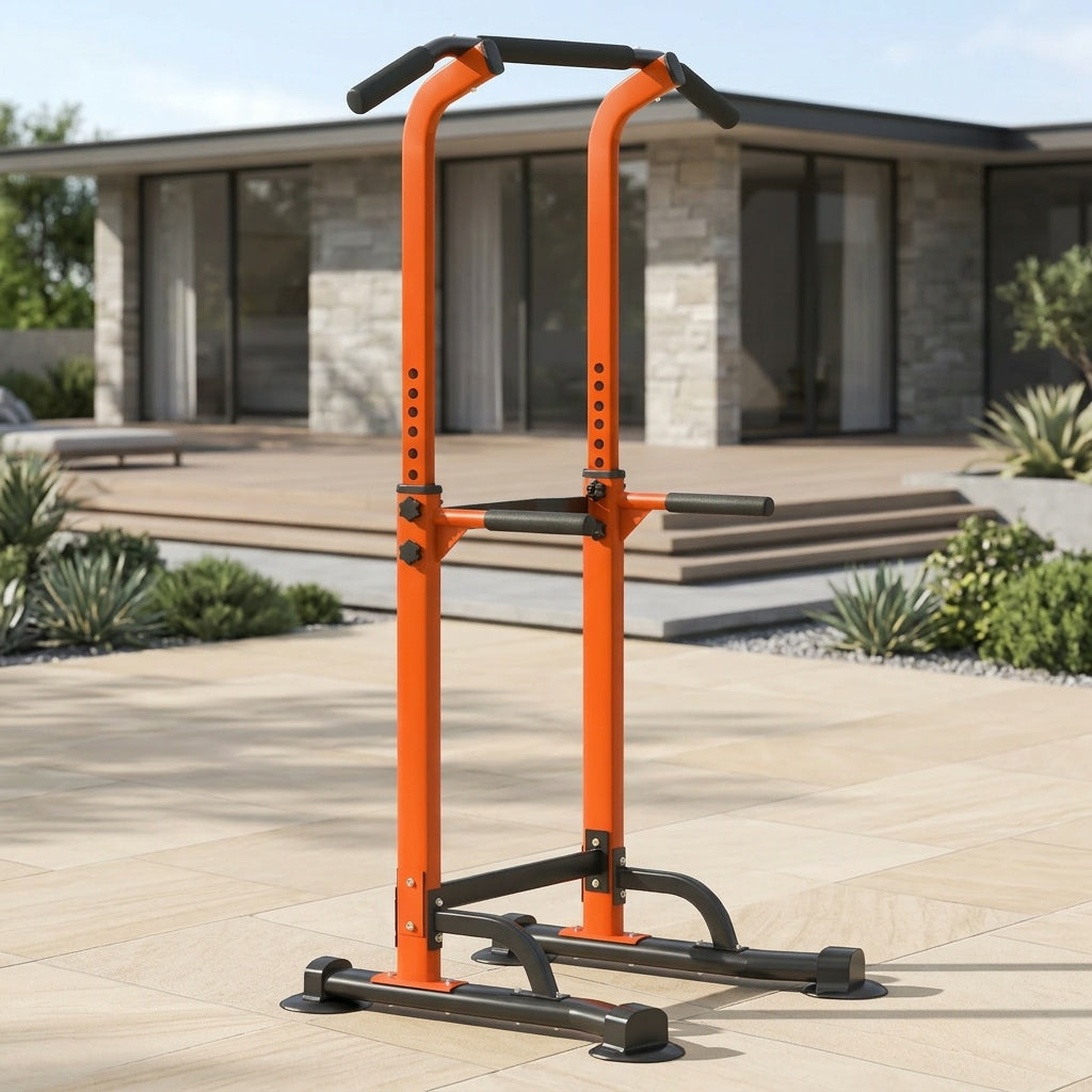 Power Tower Dip Station with Pull-Up Bar, 10 Adjustable Heights, 330 lbs Capacity, Full-Body Strength Training for Home Gym – Pink, Black, Red, Yellow, Blue, Orange, Green