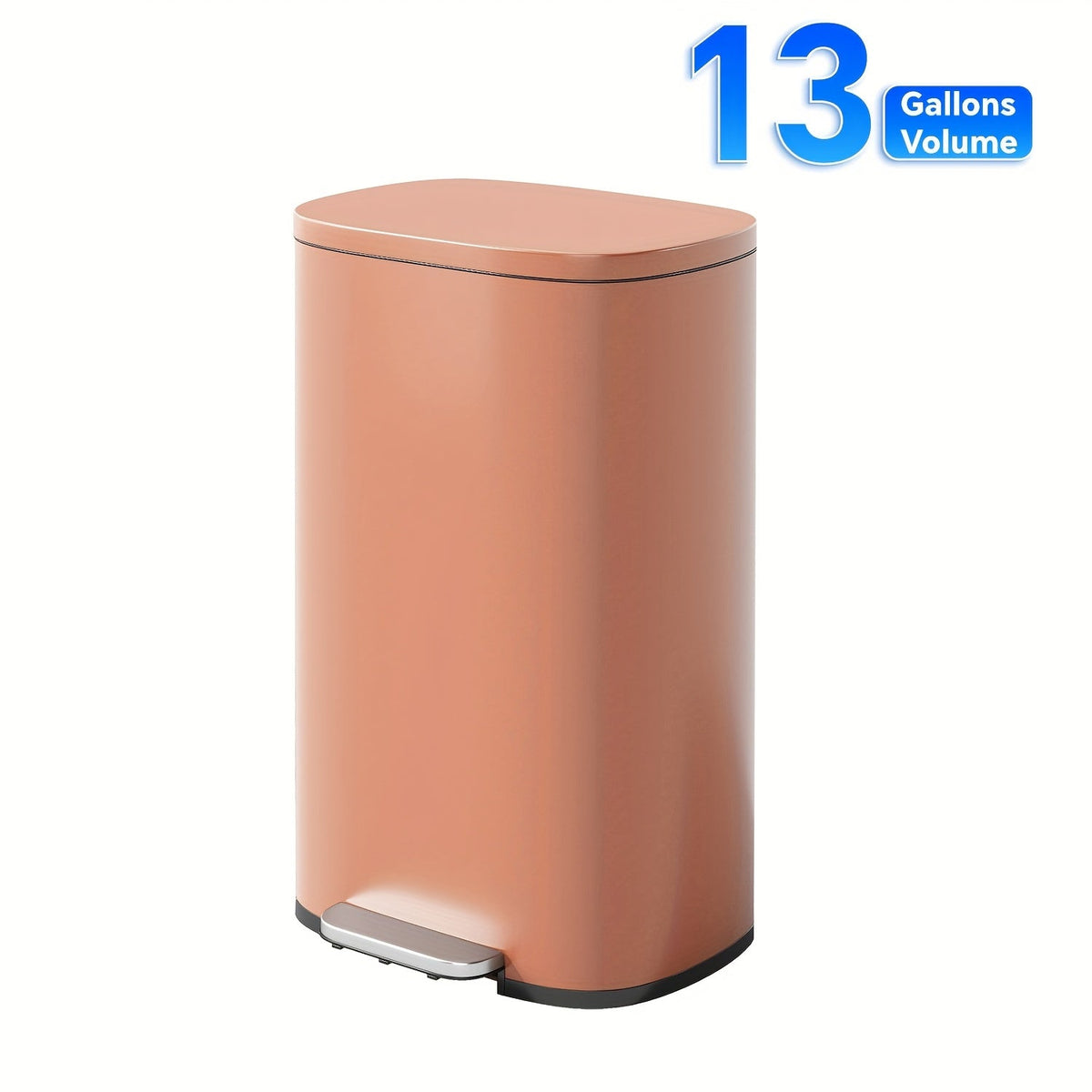 Pedal Trash Can – Fingerprint-Proof Stainless Steel Kitchen Garbage Can with Removable Inner Bucket & Hinged Lid for Kitchen Home Office in 5L to 50L