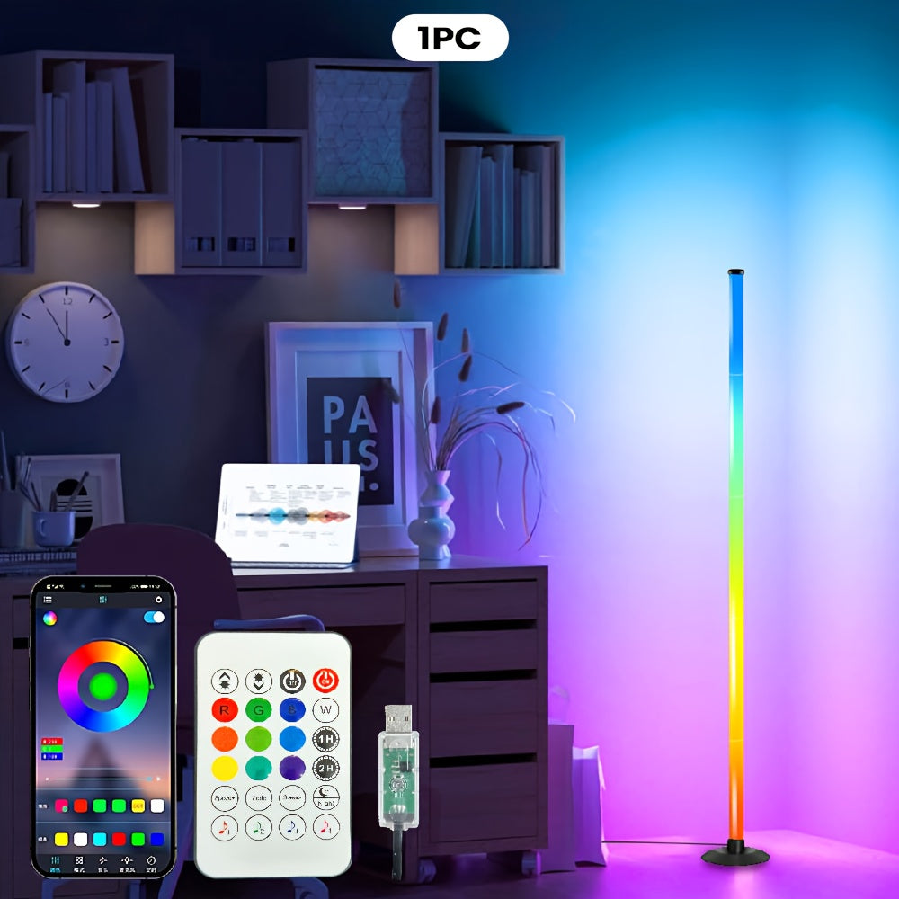 Smart RGBICB LED Floor Lamp with App and Remote Control, Color-Changing Corner Mood Lighting for Living Room, Bedroom, Gaming Room, Office, Home Decor, Birthday, and Christmas Gift