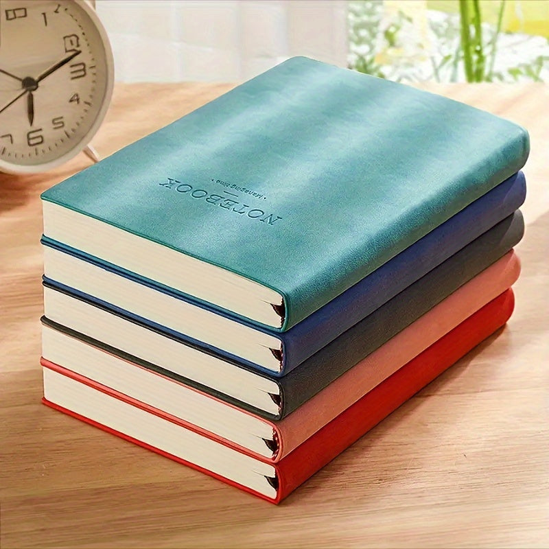 Soft Faux Leather Notebook 5-Pack Set, Square Ruled, Soft Cover with Bookmark, Extra Thick Pages for Business Meetings, School, Academic Writing – 7 Colors