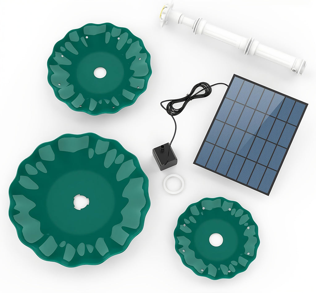 3-Layer Solar Bird Bath Fountain 3.5W – Outdoor Garden Courtyard Decor Solar Powered Fountain Pump, No Wiring Needed, Dark Green, Light Blue, or Fountain-Only, Single & Three Tier Options