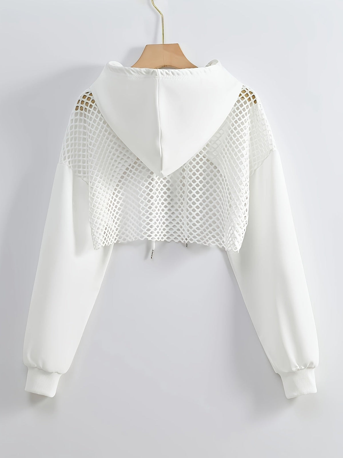 Women's Mesh Hoodie Solid Color American Street Style Sweet and Spicy Fashion Jacket Top Black White XS S M L XL XXL