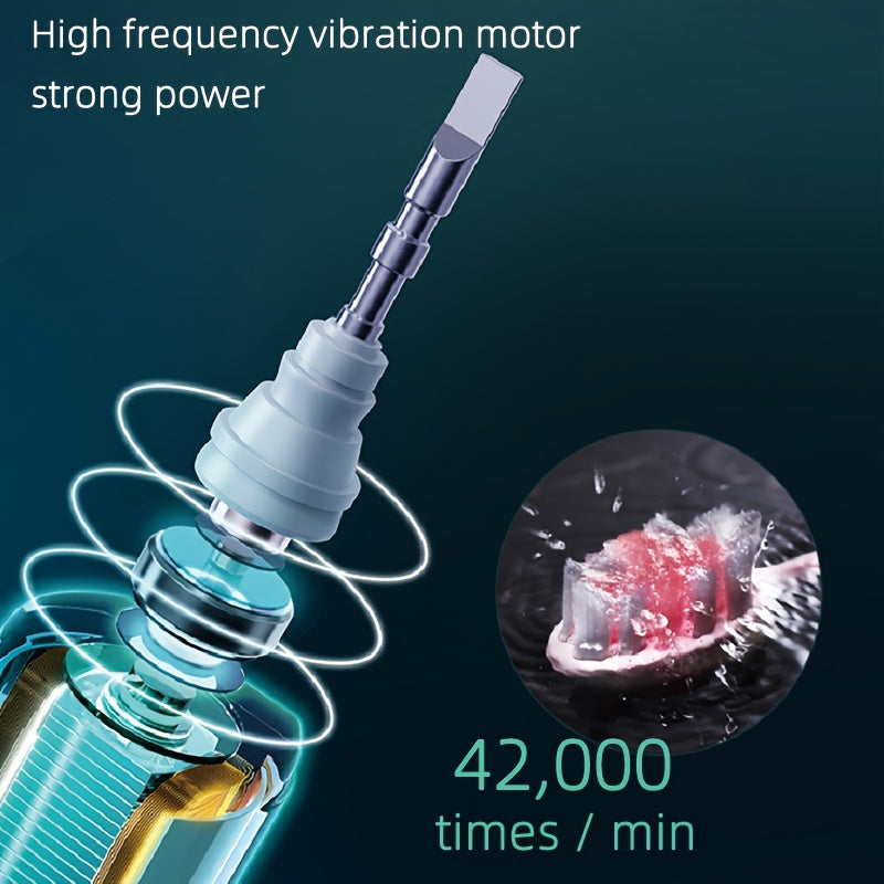 Sonic Electric Toothbrush IPX8 Waterproof USB Rechargeable with 5 Replacement Brush Heads, Smart Timer, Metal Shaft, for Adults, Men, Women, Couple Style, Rechargeable Oral Care